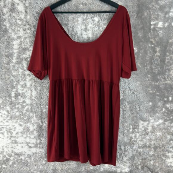 Torrid Plus Size 1X Scoop Neck Casual V Neck Tunic Top Red Short Sleeve Pullover - Picture 3 of 8